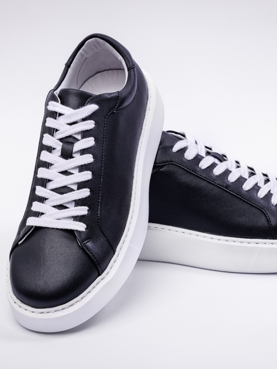 White black shoes Other - Leather Sneaker (Black-White)